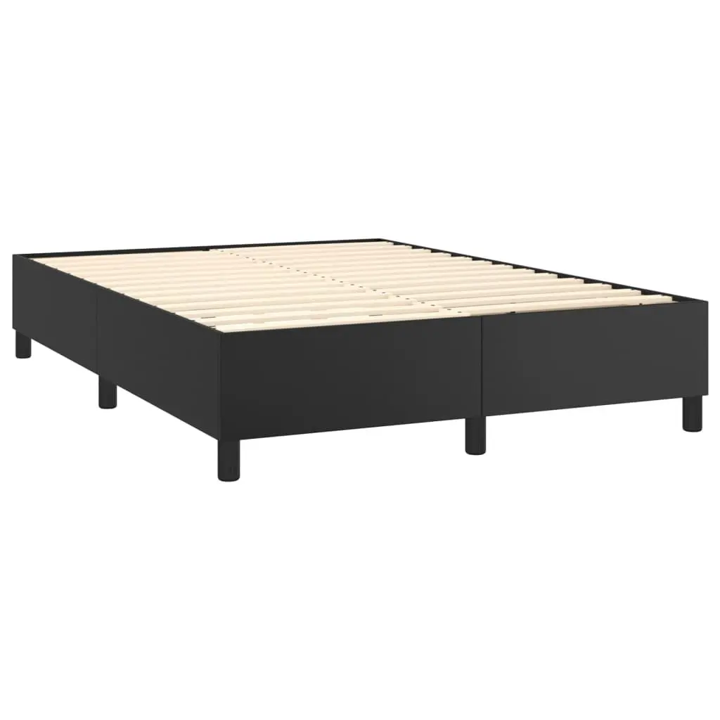 Box Spring Bed with Pocket Spring Mattress Medium-Firm Comfort Queen Size Black Faux Leather