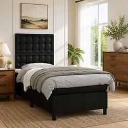 Box Spring Bed with Adjustable Headboard and Mattress