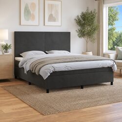 Queen Size Box Spring Bed with Adjustable Headboard