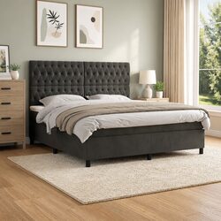 Queen Size Box Spring Bed with Pocket Spring Mattress, 153x203 cm