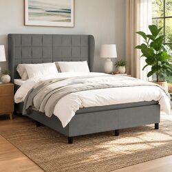 Pocket Spring Mattress Box Spring Bed in Dark Grey