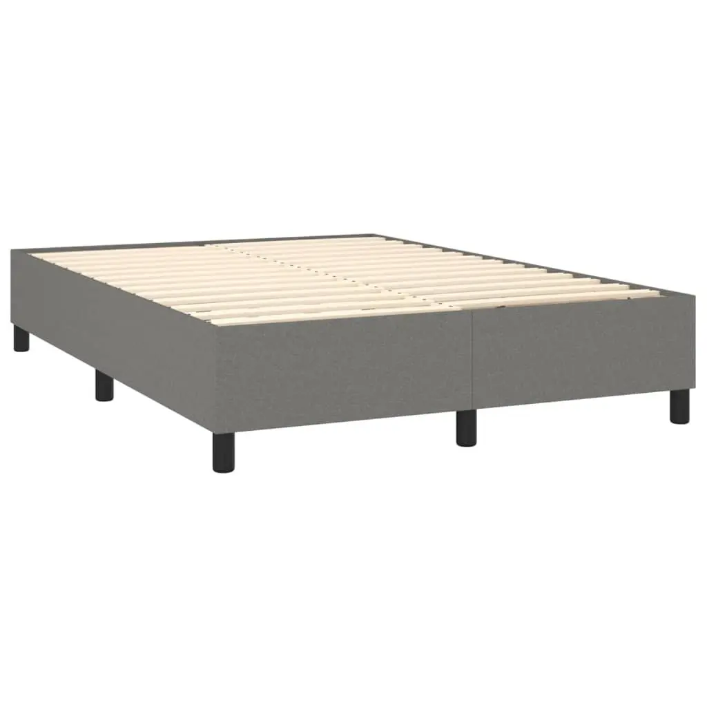 Queen Size Box Spring Bed with Pocket Spring Mattress Medium-firm Dark Grey Fabric