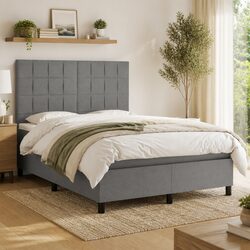 Box Spring Bed with Integrated LED Lighting, Dark Grey