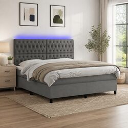 Queen Box Spring Bed with Pocket Spring Mattress and LED Lights