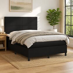 Double Box Spring Bed with Adjustable Headboard and LED