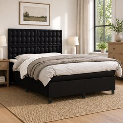 Box Spring Bed with Pocket Spring Mattress and LED Headboard