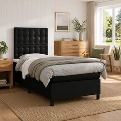 Box Spring Bed with Adjustable Headboard and Pocket Mattress