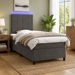 King Single Box Spring Bed with Pocket Mattress and LEDs