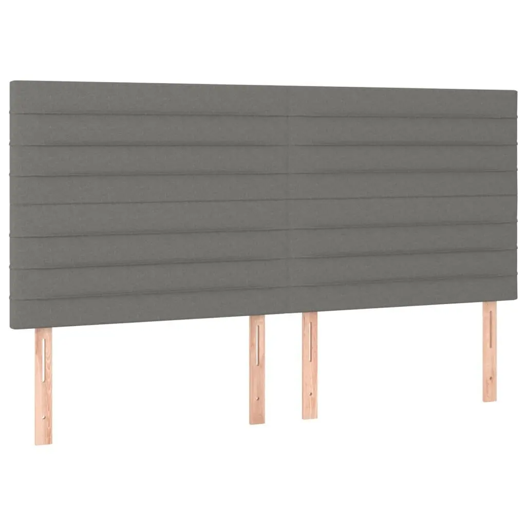 Queen Bed with Adjustable Headboard Pocket Spring Mattress Dark Grey Fabric