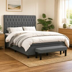 Double Box Spring Bed with Pocket Spring Mattress 137x187cm