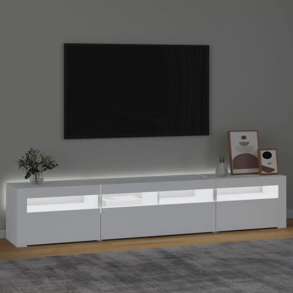 TV Stand Modern White 210cm Storage Unit RGB LED Lights Entertainment Furniture