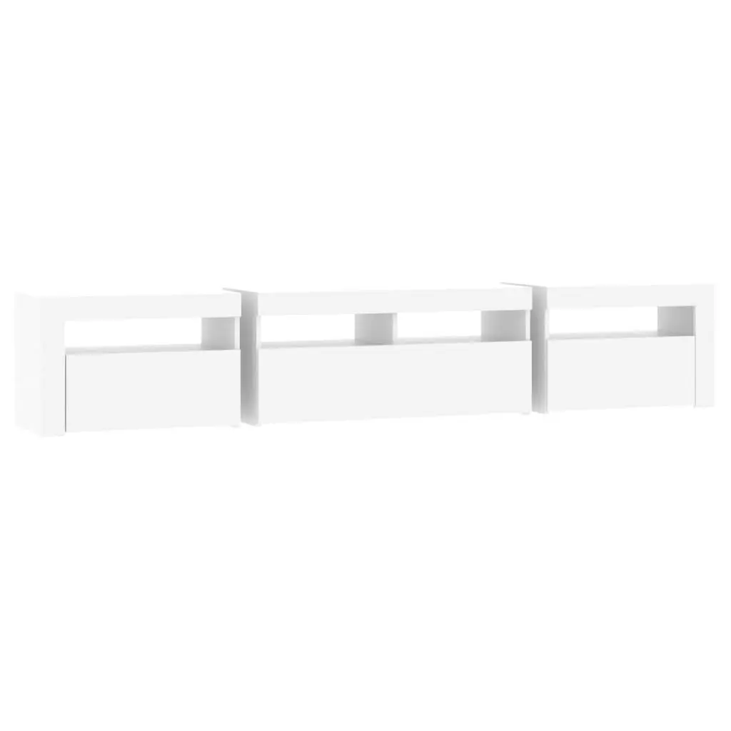 TV Stand Modern White 210cm Storage Unit RGB LED Lights Entertainment Furniture