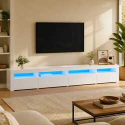RGB LED Light Integrated TV Cabinet with Storage