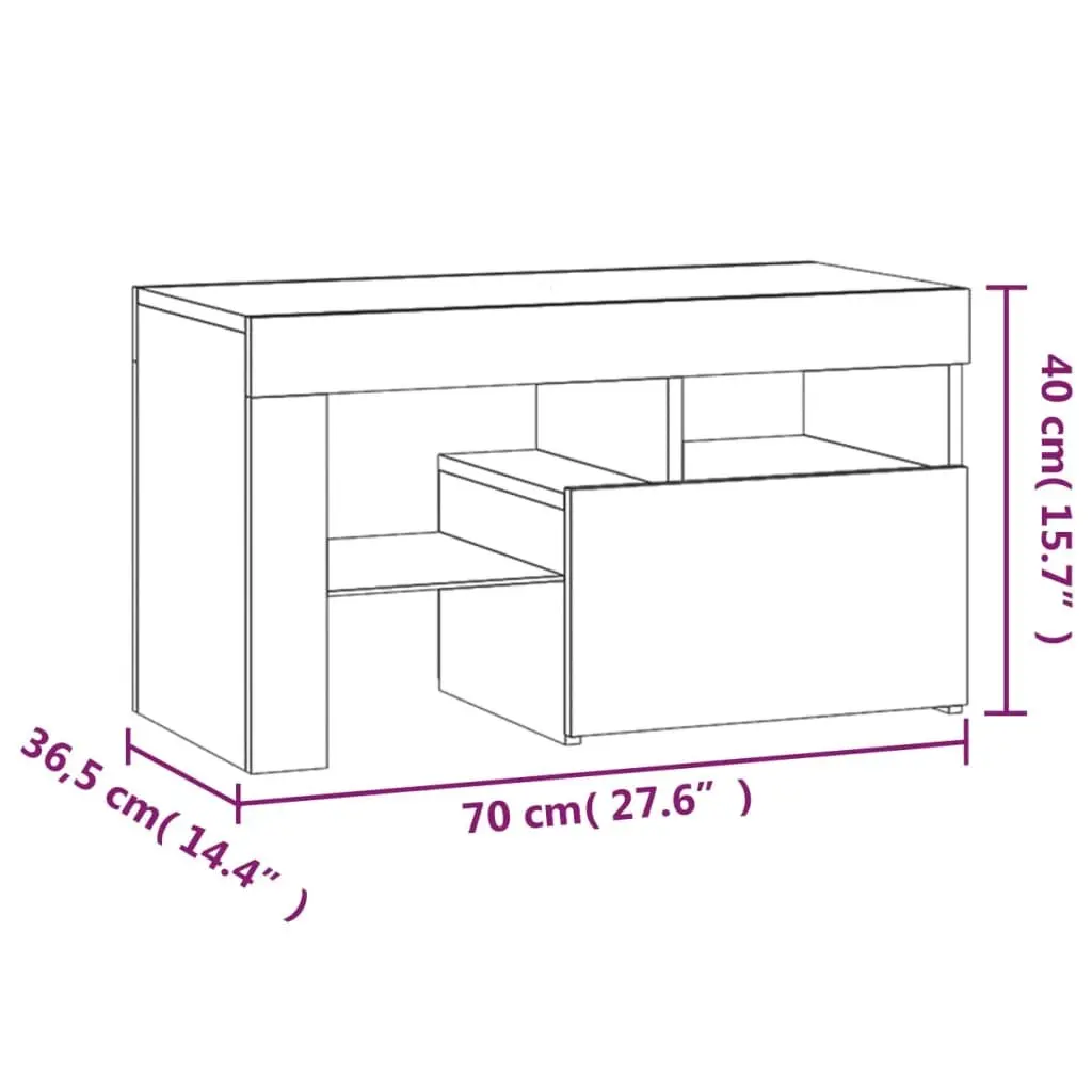 Bedside Cabinets Modern Storage 2 pcs RGB LED Lights Sonoma Oak