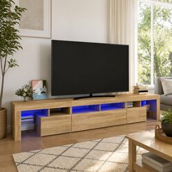 RGB LED Light TV Cabinet, Brown Media Stand 230x36.5x40cm