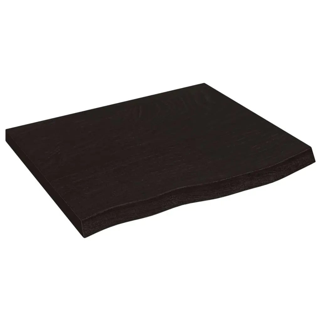 Table Top Handmade Live Edge Dark Brown 60x50x4cm Solid Oak Wood