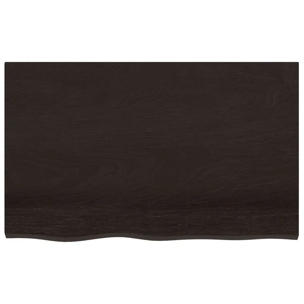 Table Top Solid Oak Wood Treated Handmade Live Edge 80x50x6 cm Dark Brown