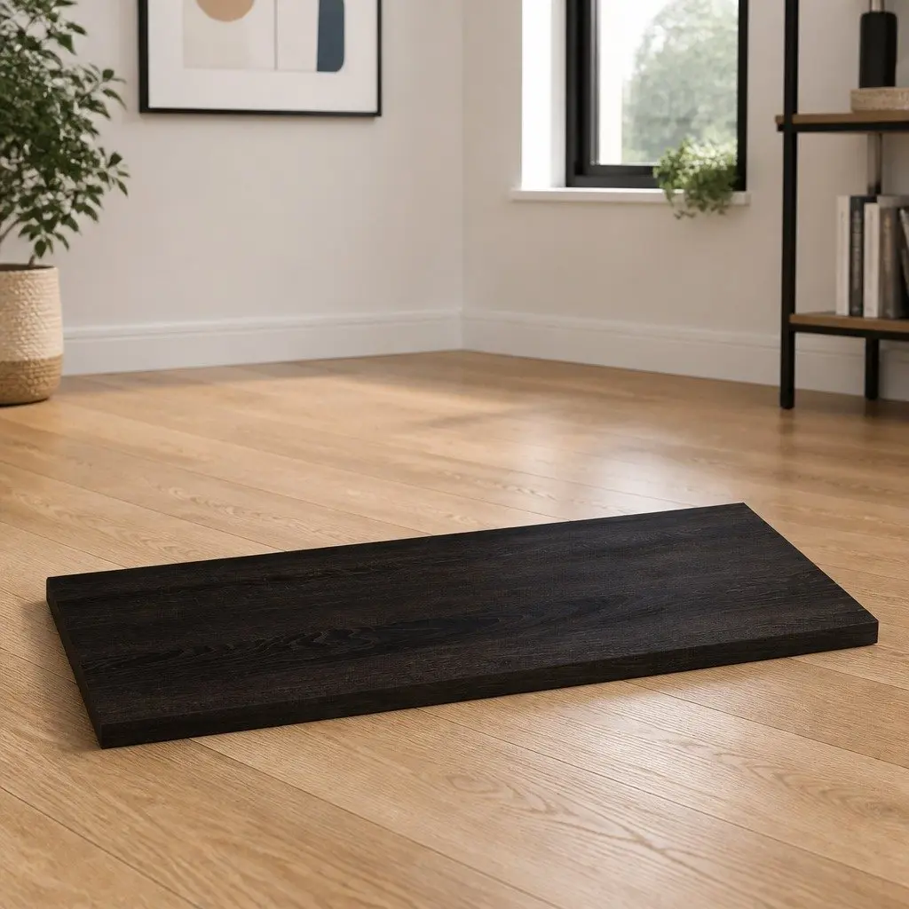 Wooden Table Top Treated Dark Brown 80x60x2 cm Solid Oak Handcrafted