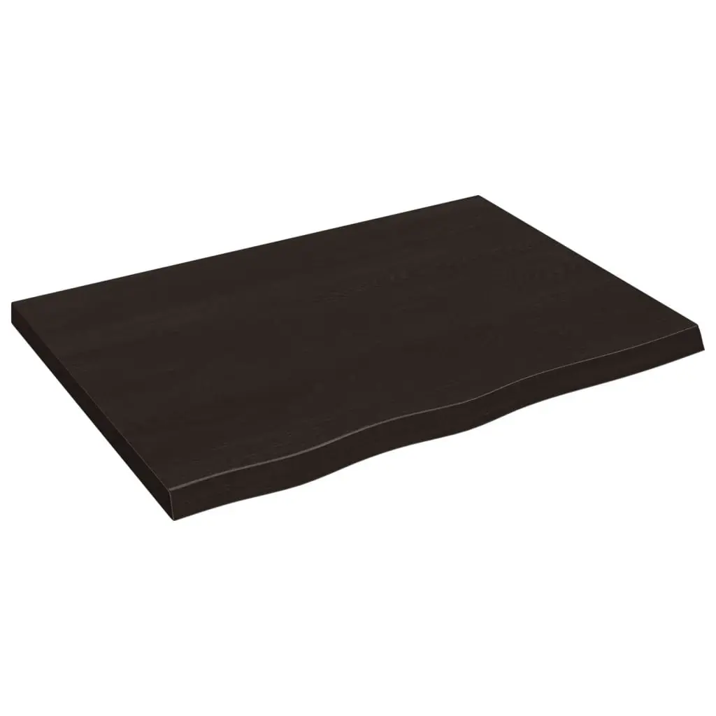 Solid Oak Tabletop Handcrafted Live Edge Dark Brown 80x60x4cm Replacement Surface