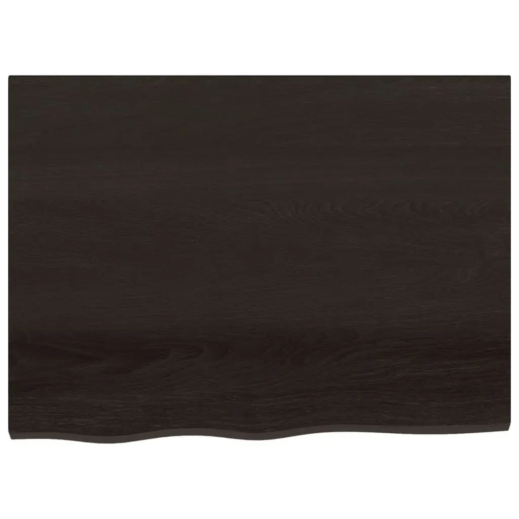 Solid Oak Tabletop Handcrafted Live Edge Dark Brown 80x60x4cm Replacement Surface