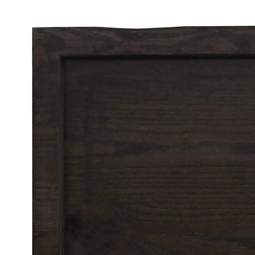 Wooden Table Top Treated Dark Brown 100x60x6cm Solid Oak Handmade Live Edge