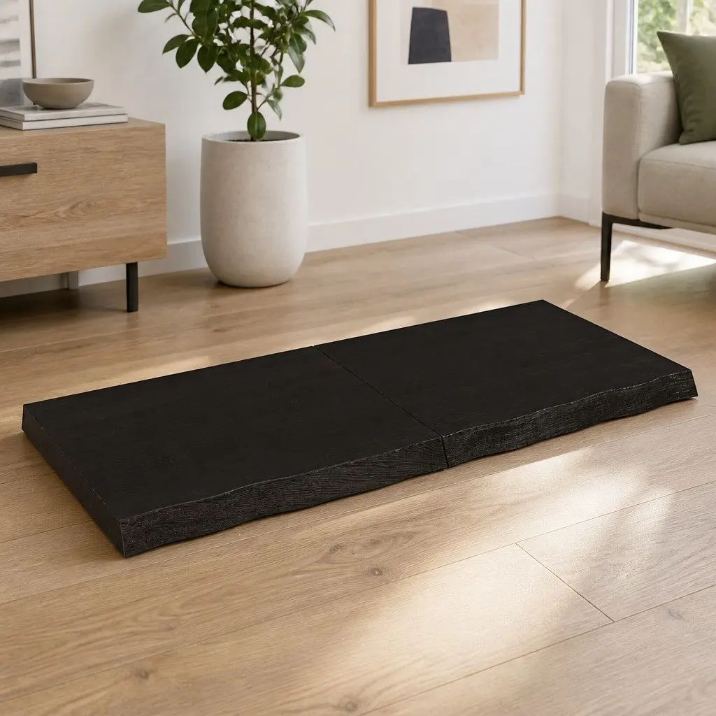 Solid Oak Wood Table Top Foldable 120x50cm Dark Brown