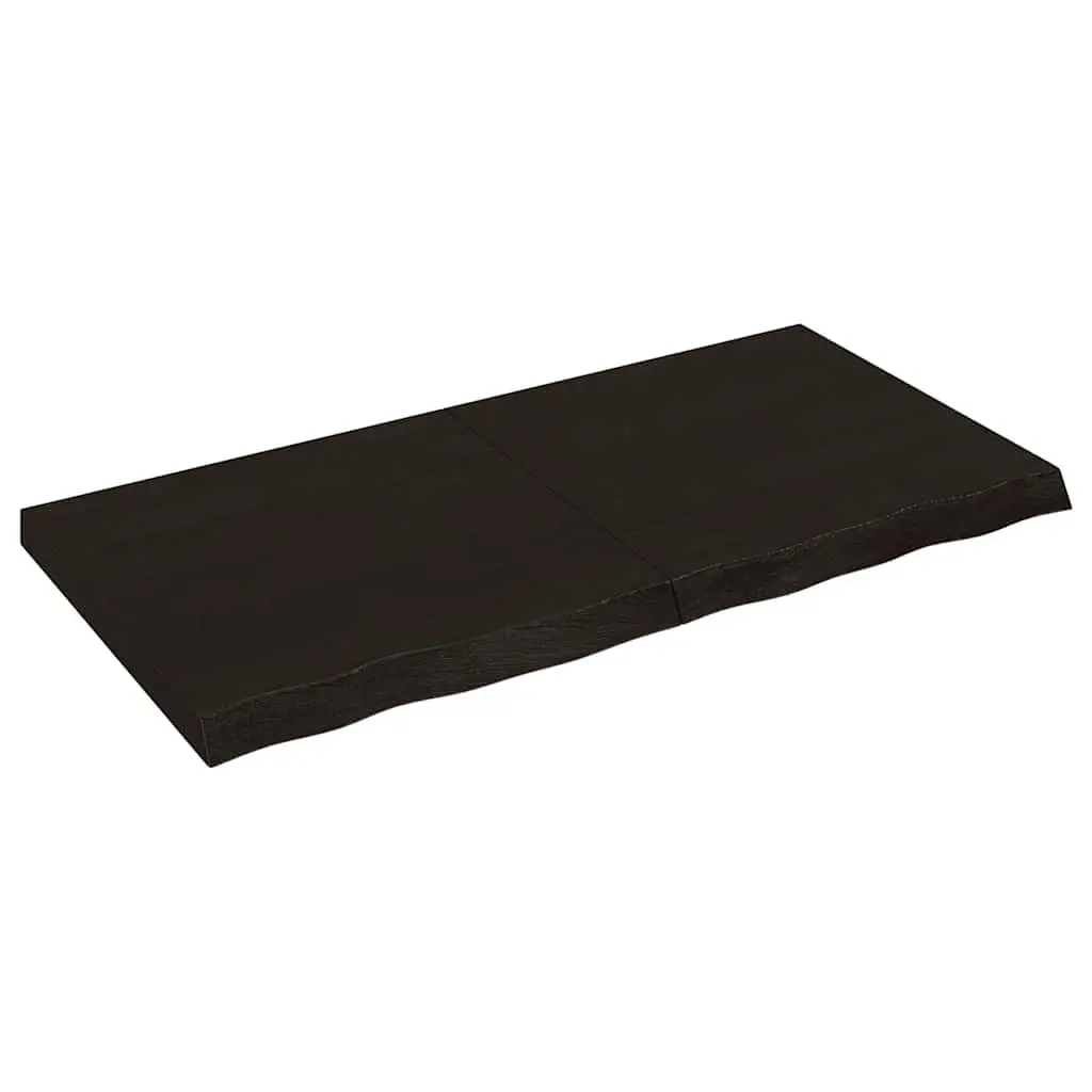 Solid Oak Wood Table Top Foldable 120x60cm Dark Brown Live Edge