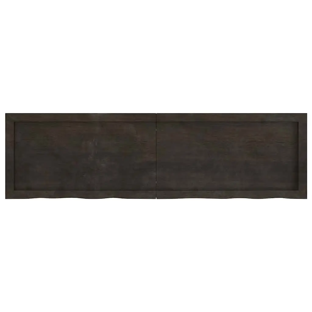 Solid Oak Wood Tabletop Live Edge Dark Brown 140x40cm Handmade Replacement Surface