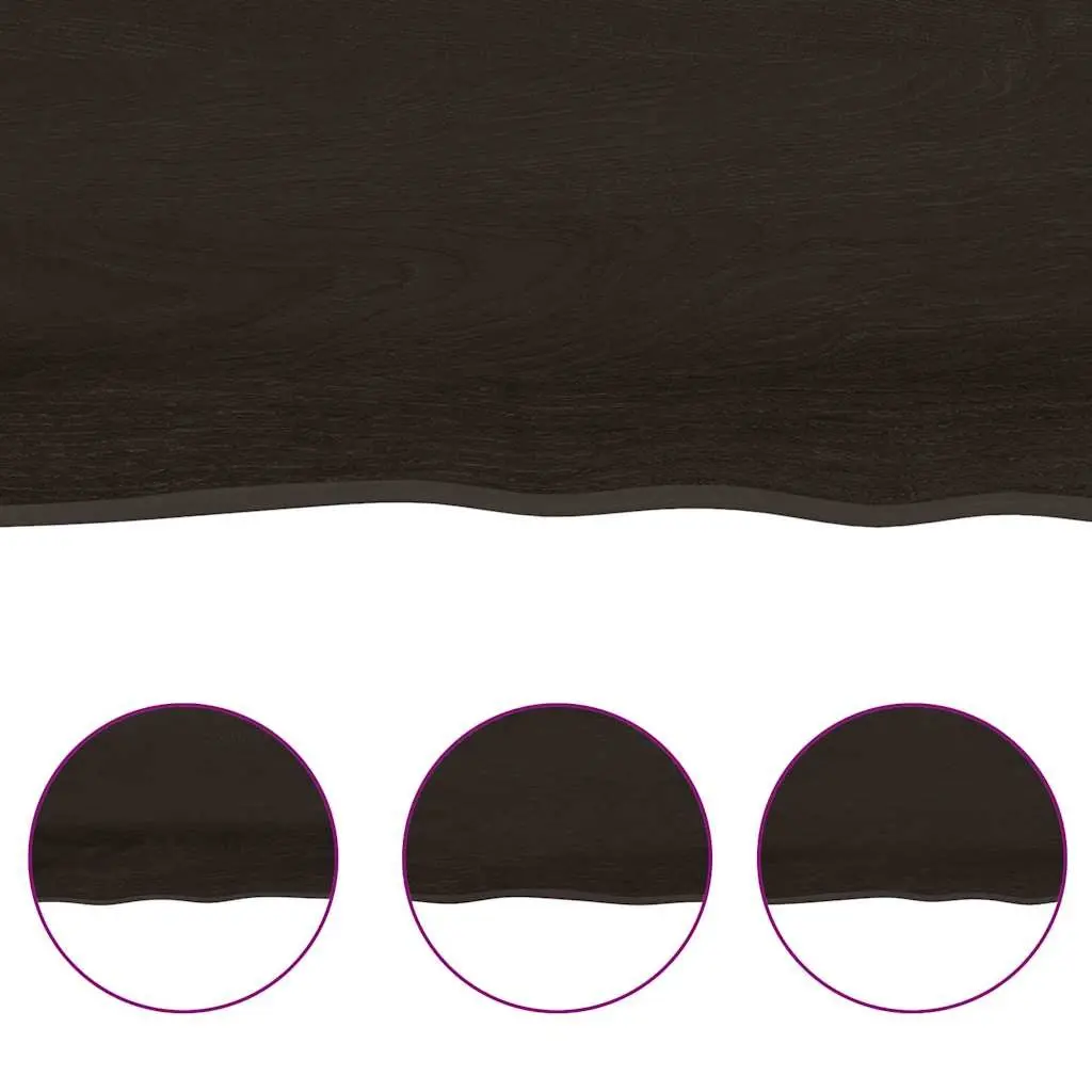 Solid Oak Wood Tabletop Live Edge Dark Brown 140x40cm Handmade Replacement Surface