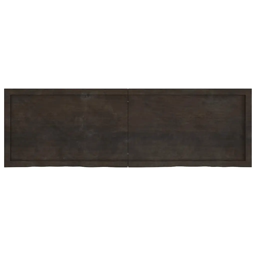 Solid Oak Wood Table Top Dark Brown Live Edge 160x50x4 cm Handmade
