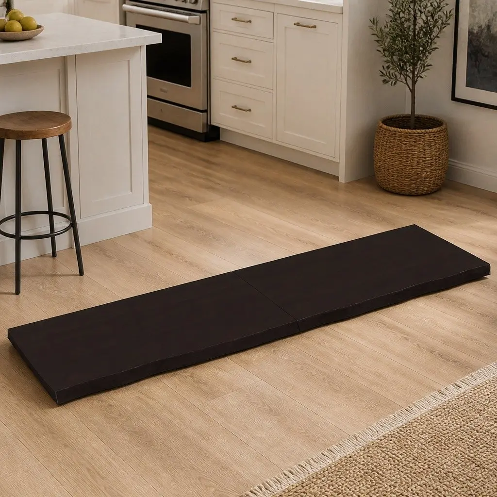 Solid Wood Tabletop Handcrafted Live Edge 180x50cm Dark Brown Natural Finish