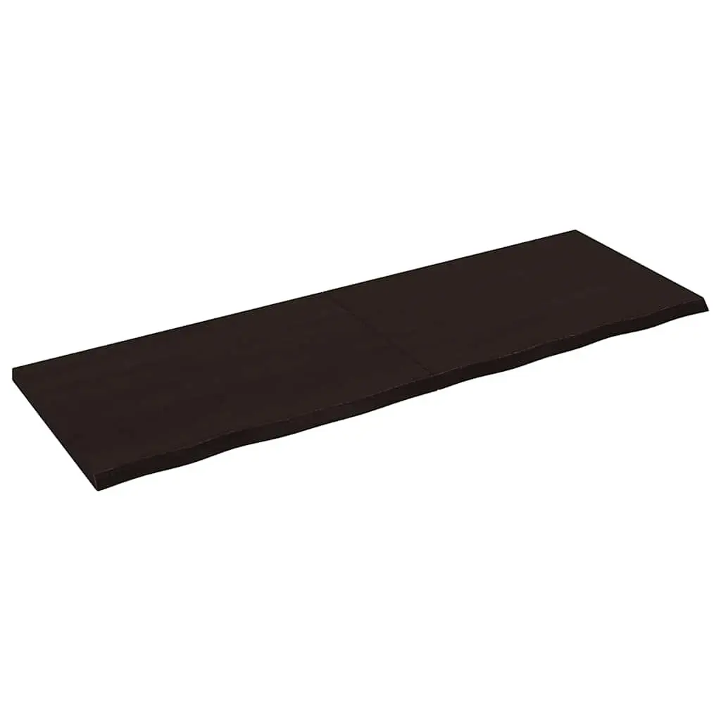 Solid Oak Wooden Table Top Convenience Feature Dark Treated 180x60cm Brown Handcrafted Live Edge