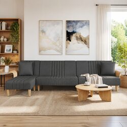 L-Shaped Sofa Bed in Grey with Chaise Lounge