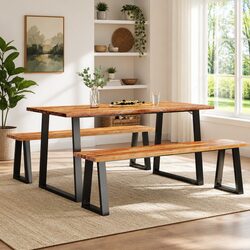 Three-Piece Dining Set in Solid Acacia Wood