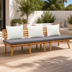Solid Wood Garden Day Bed Outdoor Lounger 200x65cm