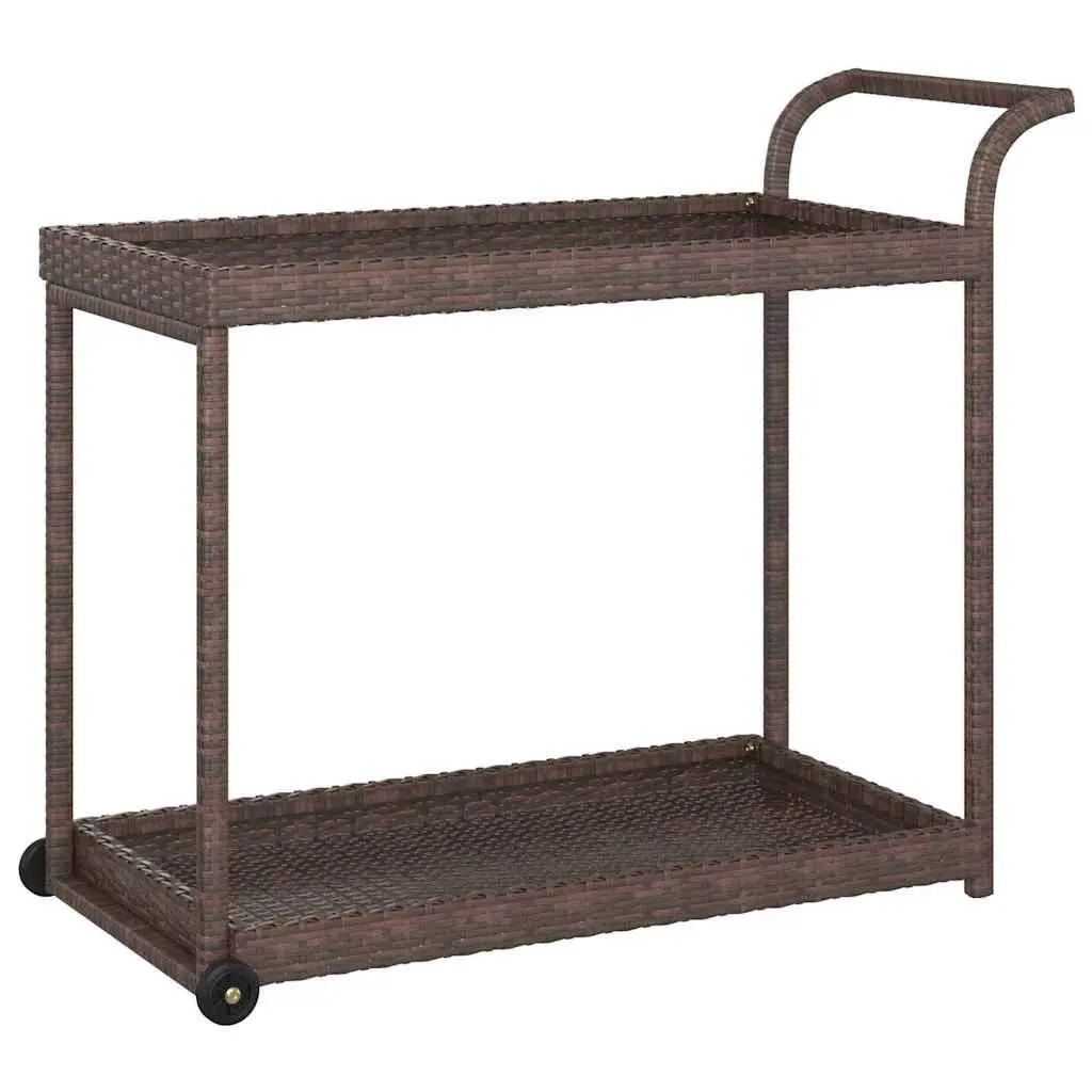 Brown Poly Rattan Bar Cart 100x45x83 cm