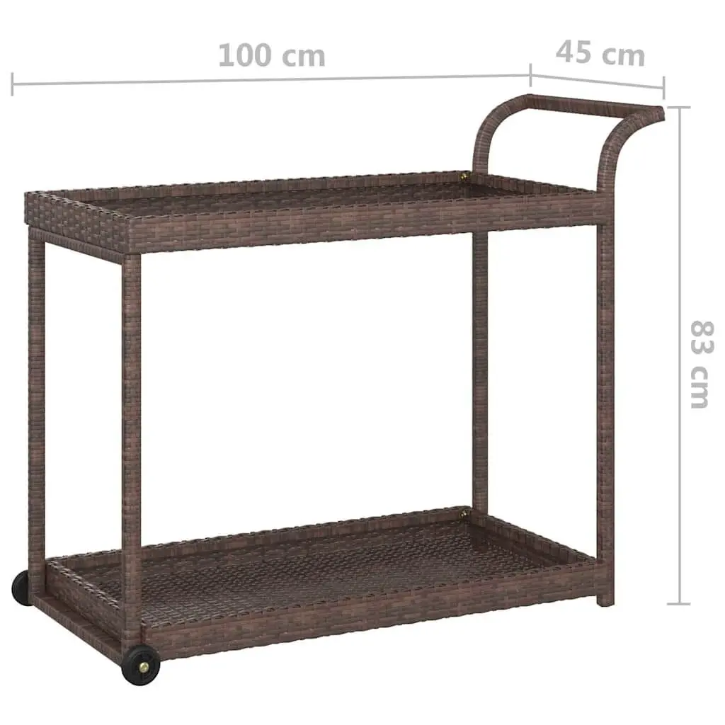 Brown Poly Rattan Bar Cart 100x45x83 cm