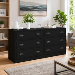 2-Piece Black Sideboard Storage Cabinet Set