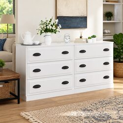 Engineered Wood White Sideboard Set of 2 for Storage