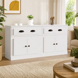 Functional White Engineered Wood Sideboard Storage Unit