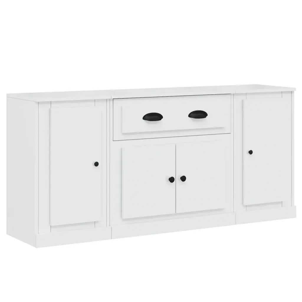 Sideboards Set of 3 High Gloss Storage Cabinet White