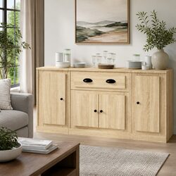 Engineered Wood Brown Sideboard Set of 3 Units