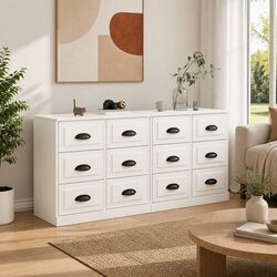 White Engineered Wood Sideboard Cabinet Pair