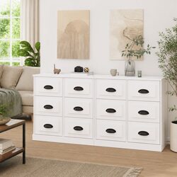 High Gloss White Engineered Wood Sideboards Storage Units