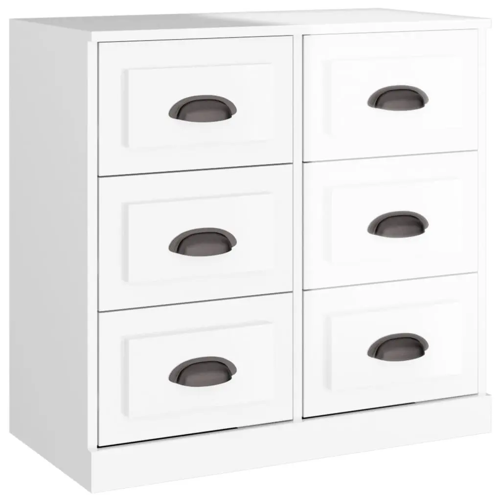 Sideboards Engineered Wood Storage Cabinet 2 Piece High Gloss White