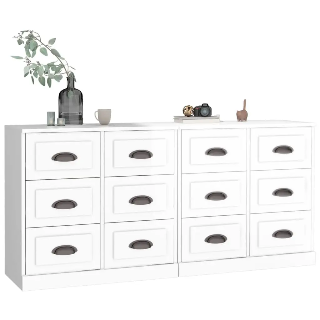 Sideboards Engineered Wood Storage Cabinet 2 Piece High Gloss White