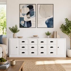 3-Piece Sideboard Cabinet Set in High Gloss White
