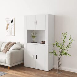Highboard White Engineered Wood Sideboard Wall-Mounted Storage Cabinet Furniture