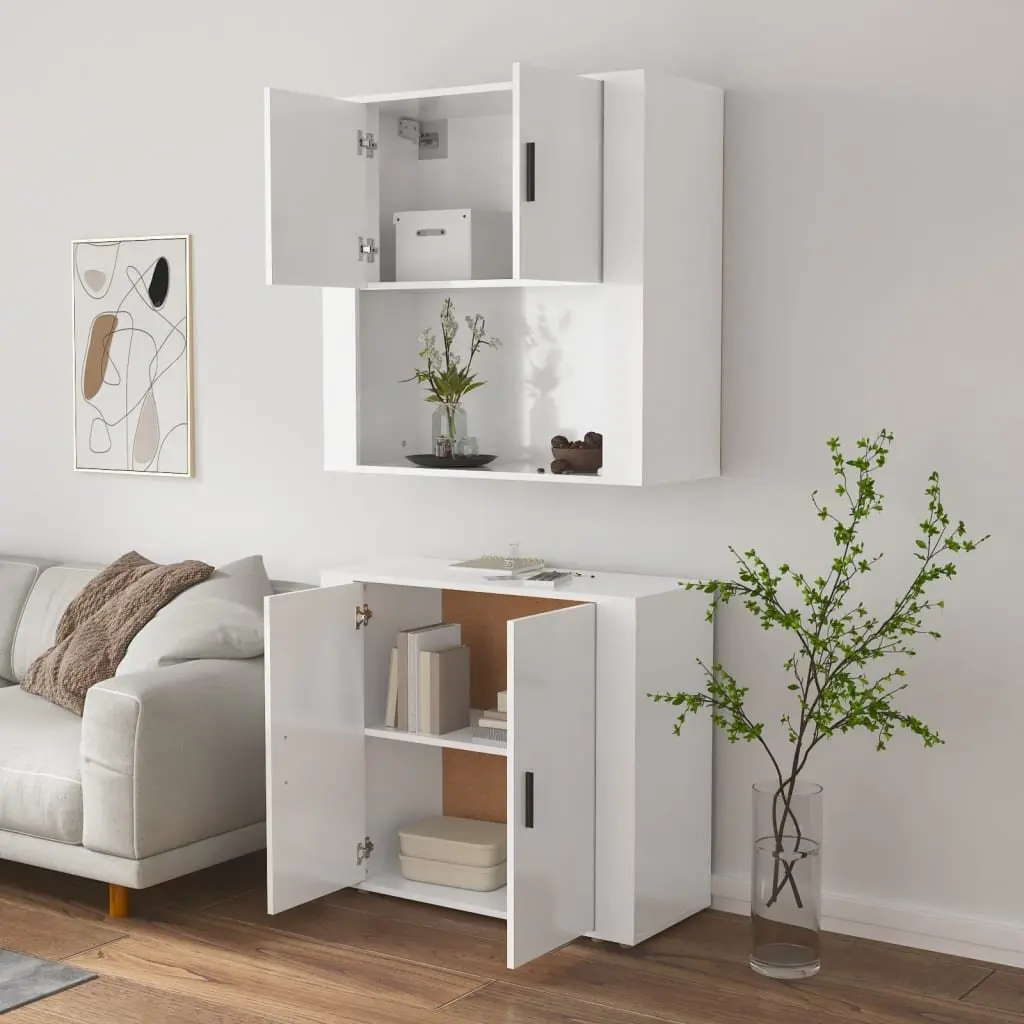 Sideboard Wall-Mounted Storage Cabinet Engineered Wood White