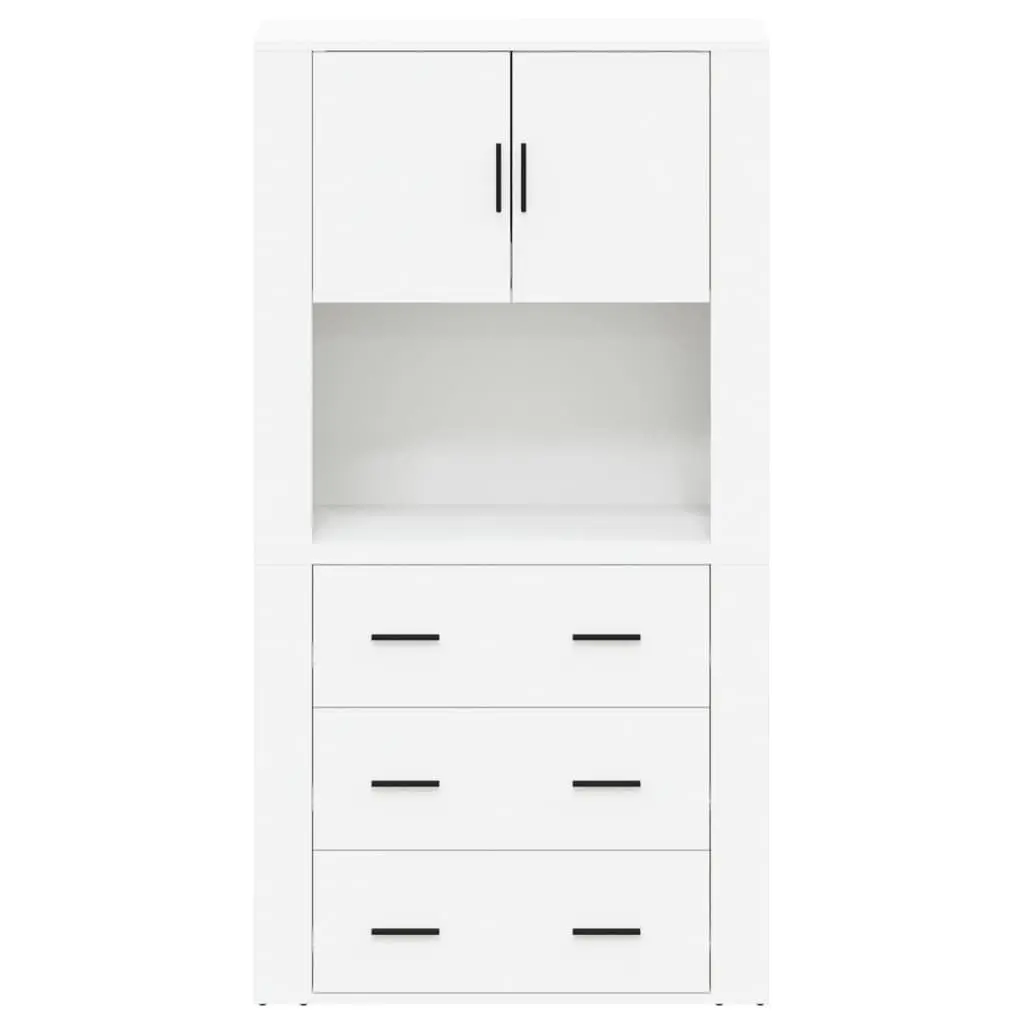 Highboard White Engineered Wood Wall-Mounted Storage Cabinet Sideboard Buffet